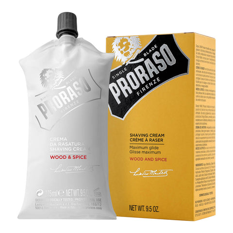 Proraso - Single Blade barberkrem 275 ml til salongbruk (Tre og krydder)