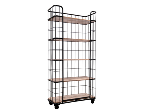 Depot - Iron & Wooden Industrial Trolley Cart (Tall)