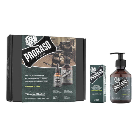 Proraso Duo Pack sjampo og skjeggolje Gavesett - Skjegg Proraso Sypress og vetiver