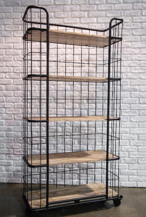 Depot - Iron & Wooden Industrial Trolley Cart (Tall)